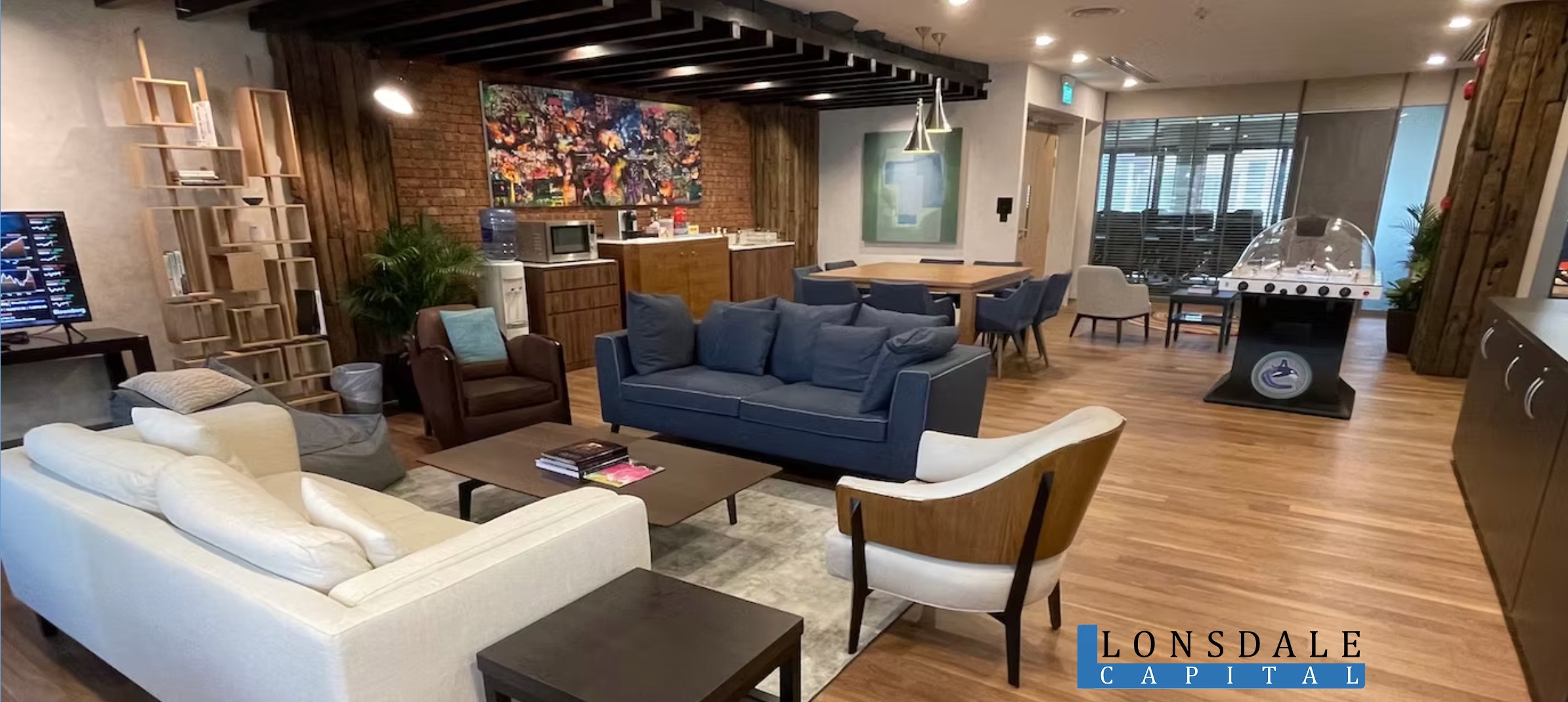 Lonsdale Capital office — a sophisticated lounge-style workspace